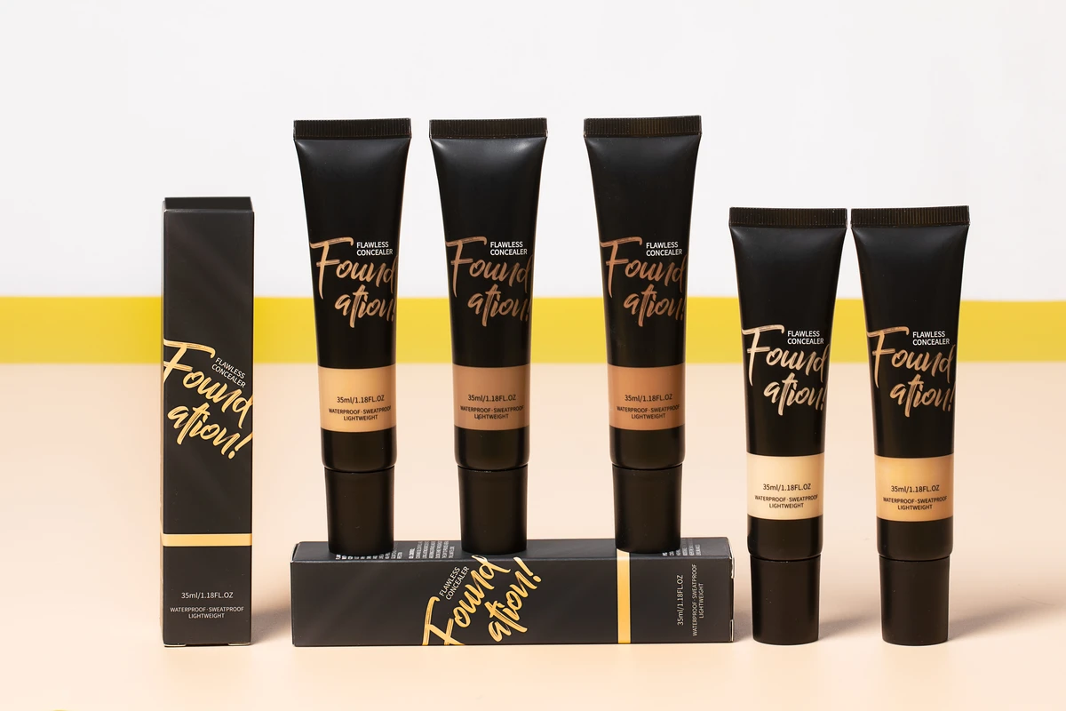 Private Label 14 Color Matte Liquid Foundation with a full coverage vegan formula and matte texture.